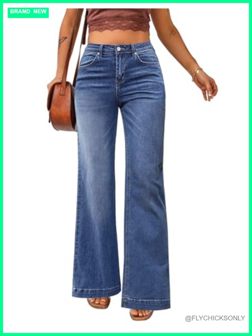 High Waist Wide Leg Stretch Denim Jeans
